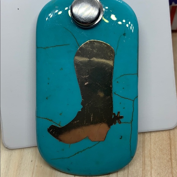 Blue Howlite Pendant with Wax Necklace (24-26 in) - Picture 5 of 7